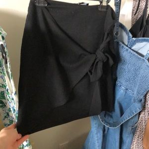 Black high waisted wrap skirt